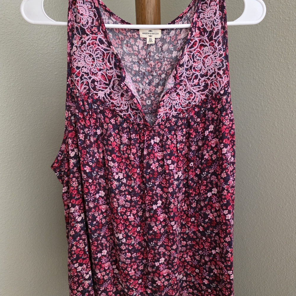 Pink Embellished Relaxed Tank Top